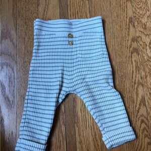 Zara Cream Ribbed Baby Pants with Light Tan Stripes